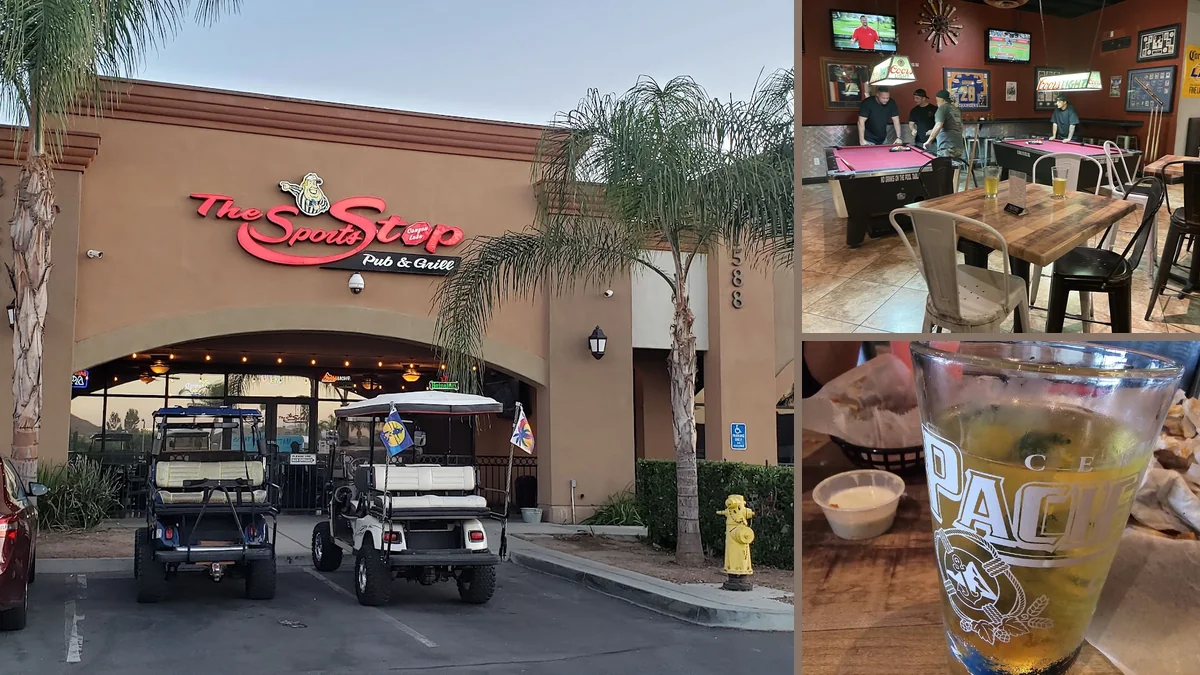 Bright interior for drinks, games, and classic American food.
